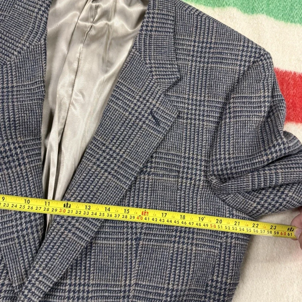 Vintage Burberrys Wool Blazer Mens 44 Glen Plaid Sport Coat Jacket